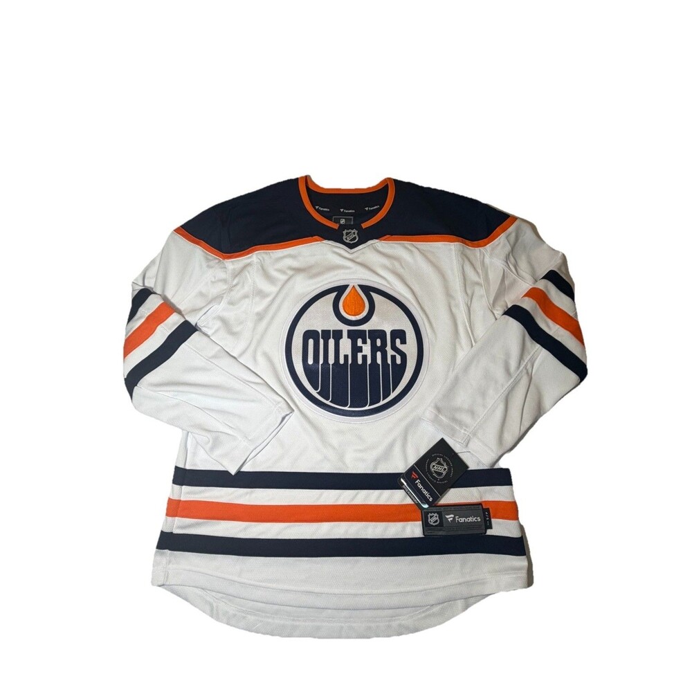 New Edmonton Oilers Fanatics NHL Hockey Jersey White Away Size Small NWT